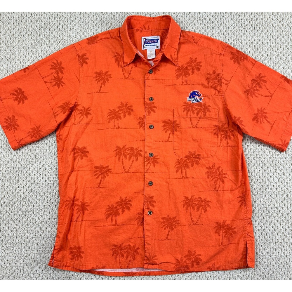 Boise State Broncos Reyn Spooner Hawaiian Shirt Mens M Orange Palms Football BSU